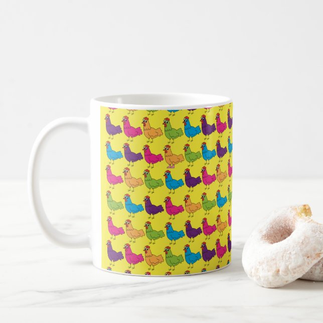 Bunte Huhn-Tasse Kaffeetasse (Mit Donut)