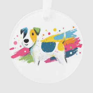Bunte Hund Pop Art Spritzillustration Ornament