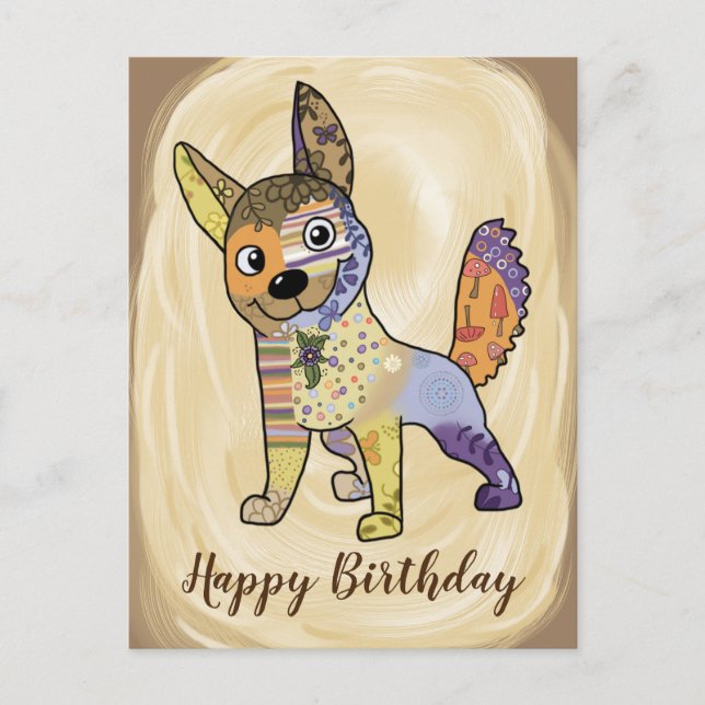 Bunte Hund Postkarte (Vorderseite)