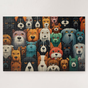 Bunte Hundegesichter