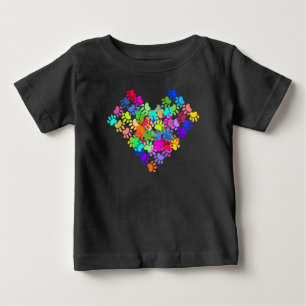 Bunte Hundepfoten Herz Baby T-shirt