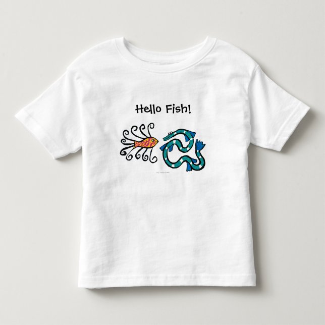 Bunte illustrierte Fisch-Freunde Kleinkind T-shirt (Vorderseite)