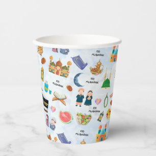 Bunte islamische Papiertassen Kids Eid Mubarak Pappbecher