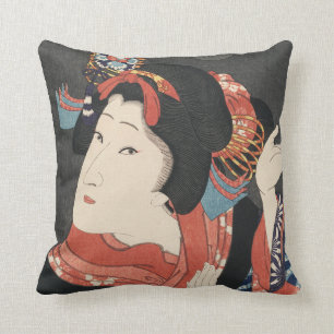 Bunte japanische Frauen-Vintage Malerei Kissen