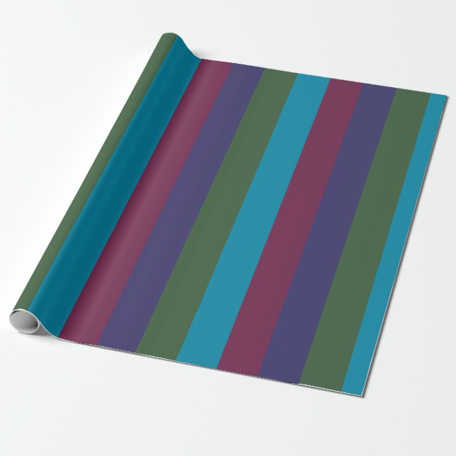 Bunte Juwel-Ton-Weihnachtsstreifen Geschenkpapier (Ungerollt)