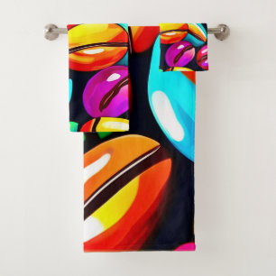 Bunte Kaffeebohnen-Abstract-Kunst Badhandtuch Set