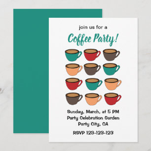 Bunte Kaffeetasse Kaffeeparty Einladung
