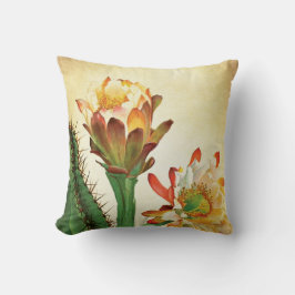Bunte Kaktus-Blumen-Vintages botanisches Kissen