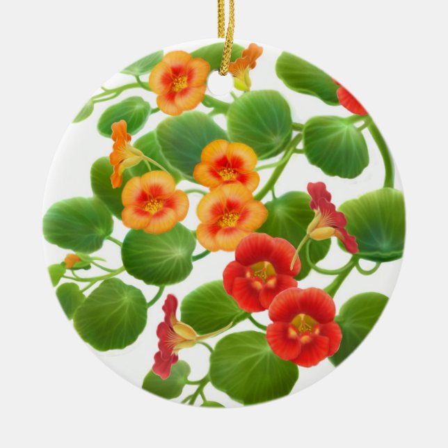 Bunte Kapuzinerkäse-Blumen-Verzierung Keramikornament (Vorne)