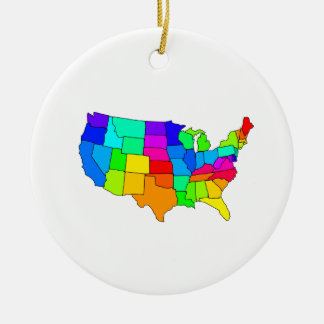 Bunte Karte des USA Keramikornament