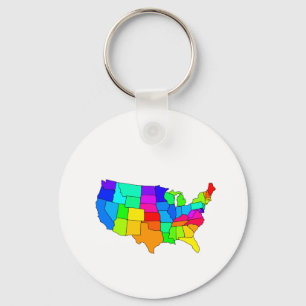 Bunte Karte des USA Schlüsselanhänger