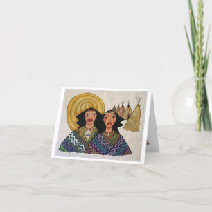 Bunte Karte mit Sonne und zwei Indianern