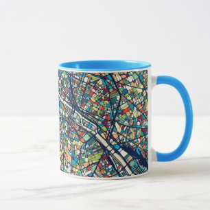 Bunte Karte Paris Frankreich Tasse