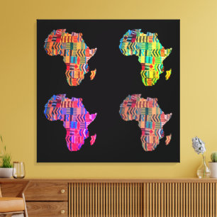 Bunte Karte von Afrika auf Leinwand gedruckt und g