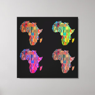 Bunte Karte von Afrika auf Leinwand gedruckt und g