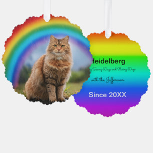 Bunte Katze auf Regenbogen Ornament Karte