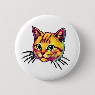 Bunte Katze  Button