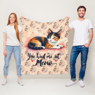 Bunte Katze - Du hast mich bei Miau Wasserfarbe Fleecedecke