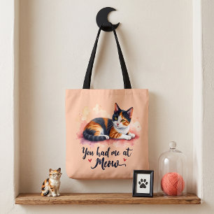 Bunte Katze - Du hast mich bei Miau Wasserfarbe um Tasche