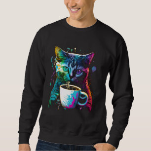 Bunte Katze Gaming Kaffee Grafik T-Shirts Männer F