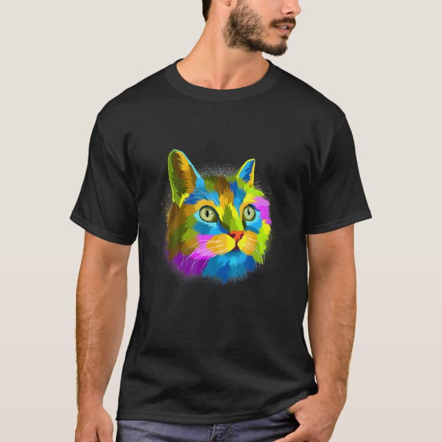 Bunte Katze Kätzchen T-Shirt (Vorderseite)