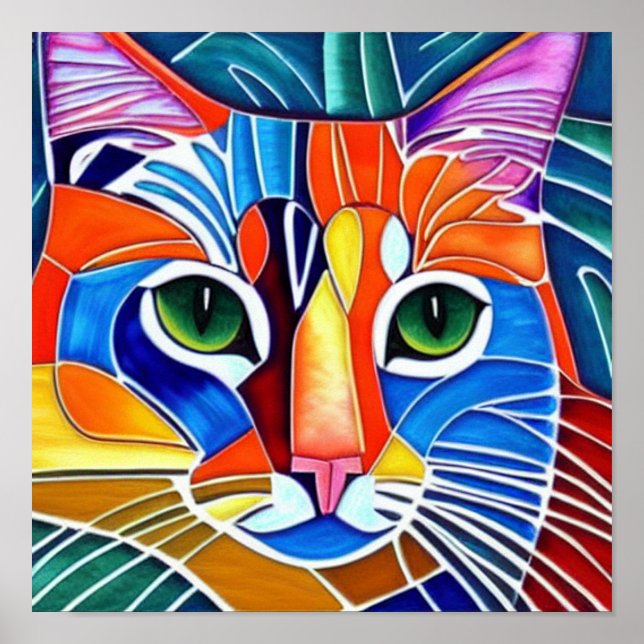 Bunte Katze   Poster (Vorne)
