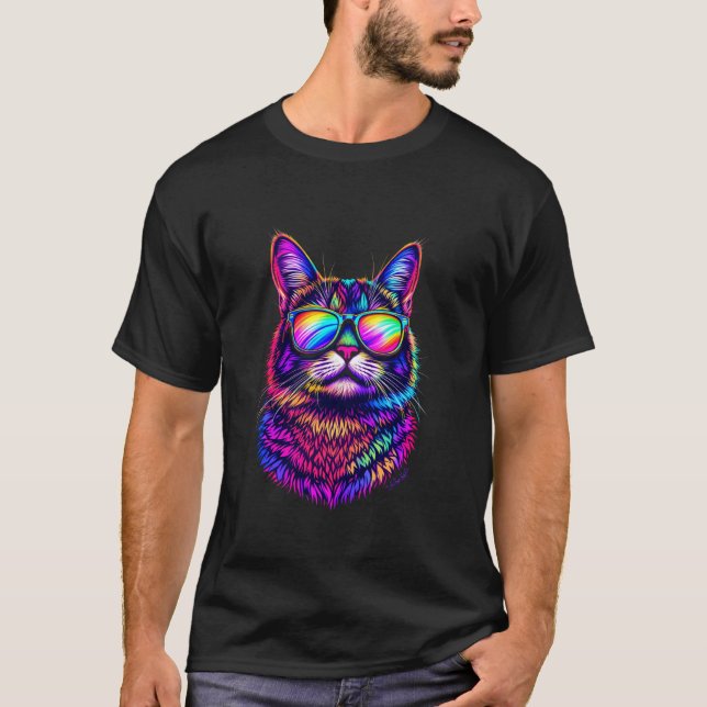 Bunte Katze T-Shirt (Vorderseite)