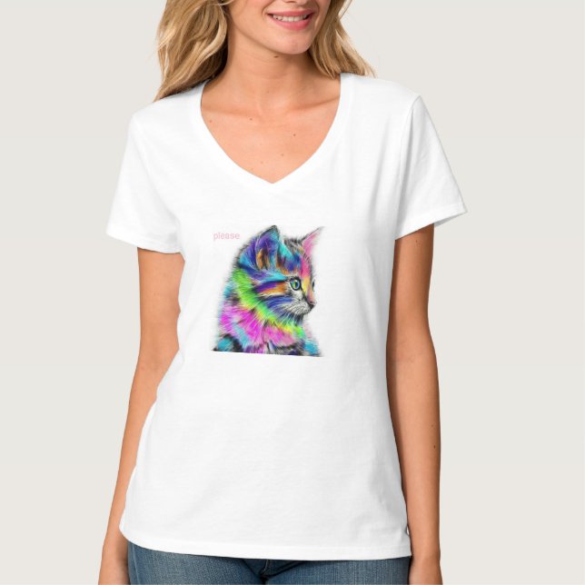 Bunte Katze T-Shirt (Vorderseite)