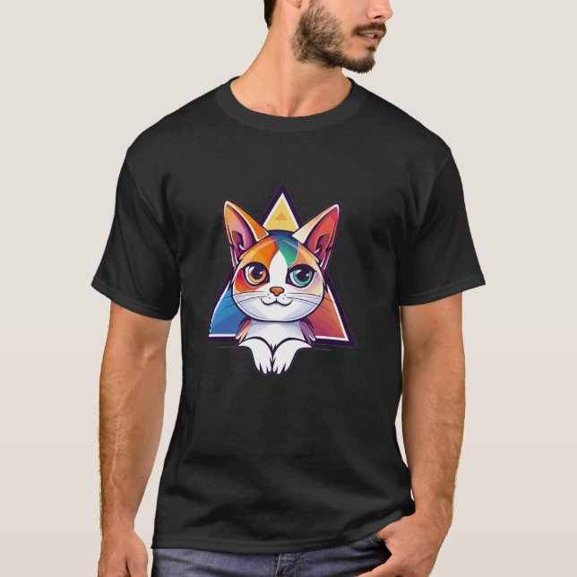 Bunte Katze T-Shirt (Vorderseite)