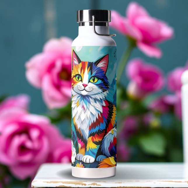 Bunte Katze und Schmetterling   Trinkflasche (Von Creator hochgeladen)