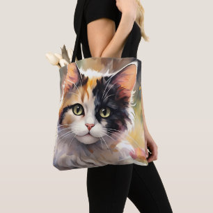 Bunte Katze und Schmetterlinge im Frühlingsgarten Tasche