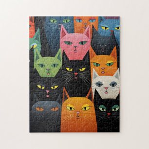BUNTE KATZEN KUNST-STECKPÜZZLE