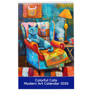 Bunte Katzen – Moderner Kunstkalender 2026 Kalender