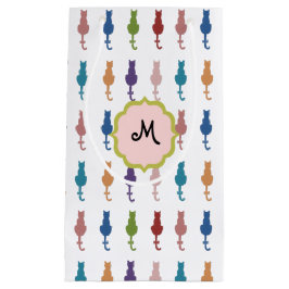 Bunte Katzen-Monogramm-Geschenk-Tasche Kleine Geschenktüte