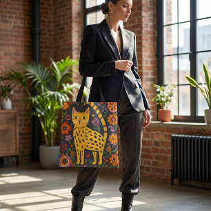 Bunte Katzen-Tasche mit Blumenmuster und Laune Tasche