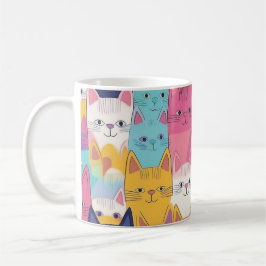 Bunte Katzen-Tasse – Verspielte Feline Pop-Art Kaffeetasse
