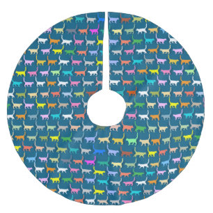 Bunte Katzen - Weihnachtsbaum-Unterlage Polyester Weihnachtsbaumdecke