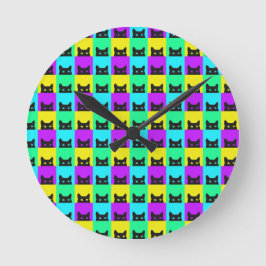 Bunte Katzenblock Runde Wanduhr
