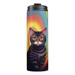 Bunte Katzenkunst-Geschenke für Katzenmutter Thermosbecher