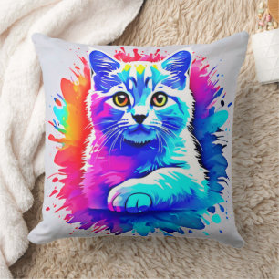 Bunte Katzenkunst Kissen