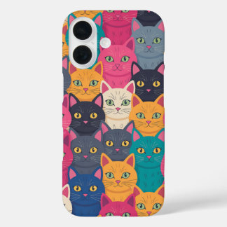 Bunte Katzenmenge iPhone 16 Hülle