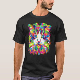 Bunte Katzenporträt-Tabby-Perser-Maine-Coon-Katze T-Shirt