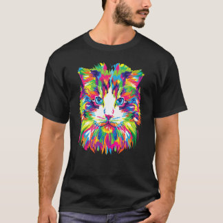 Bunte Katzenporträt-Tabby-Perser-Maine-Coon-Katze T-Shirt