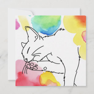 Bunte Katzenskizze Einladung