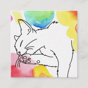Bunte Katzenskizze Quadratische Visitenkarte