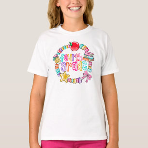 Bunte Kaugummi-Armbanduhr für die vierte Klasse T-Shirt