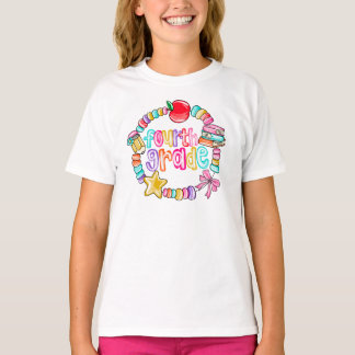 Bunte Kaugummi-Armbanduhr für die vierte Klasse T-Shirt