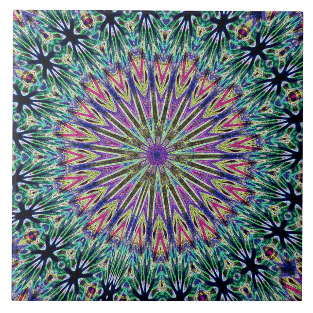 Bunte Keramik-Fliese Kunst-Deko-Mandela Fliese (Vorderseite)