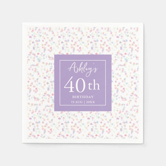Bunte kleine Flakes 40. Geburtstag Napkins Serviette (Vorderseite)