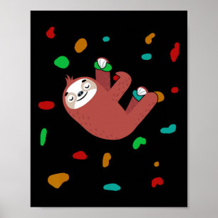Bunte Kletterwand Faultier Kletterer Boulder Poster